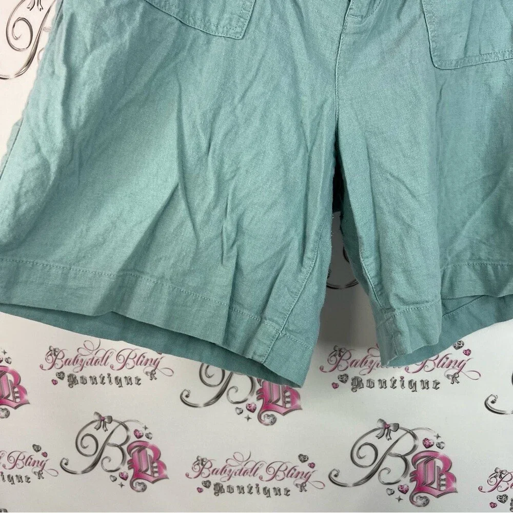 Feel pretty shorts linen light blue green Casual Teal Women's Bermudas